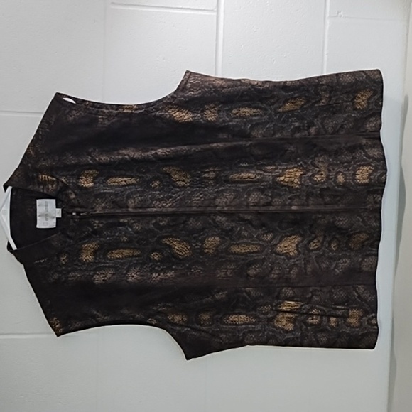 Soft Sueded Snake Print Pocketed Zip Front Lined Vest Extra Large - Picture 14 of 14